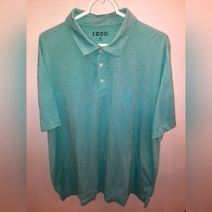 Izod men's XXL short sleeve turquoise & white striped polo shirt EUC